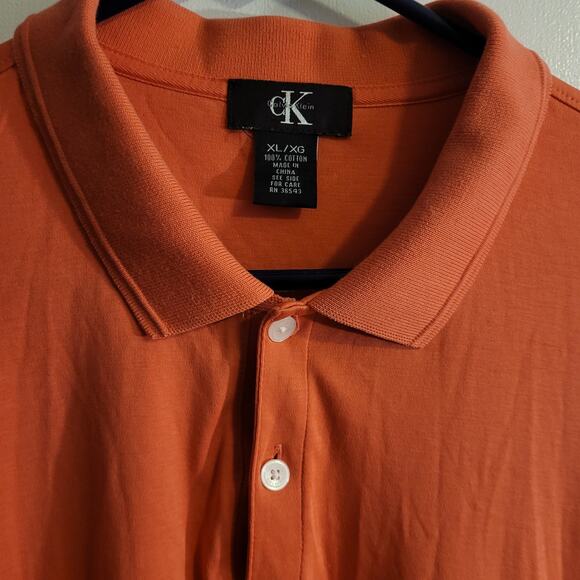Calvin Klein Polo Shirt XL Rust Orange 100% Cotton Classic Dadcore Menswear - Picture 4 of 7